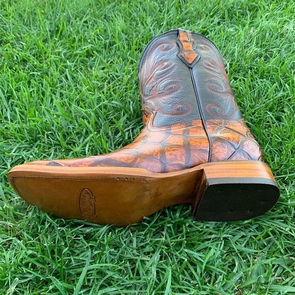 COPY - Men's Western Rodeo Fish Print piraruco Square Toe CowBoy Boots Bota Vaq…